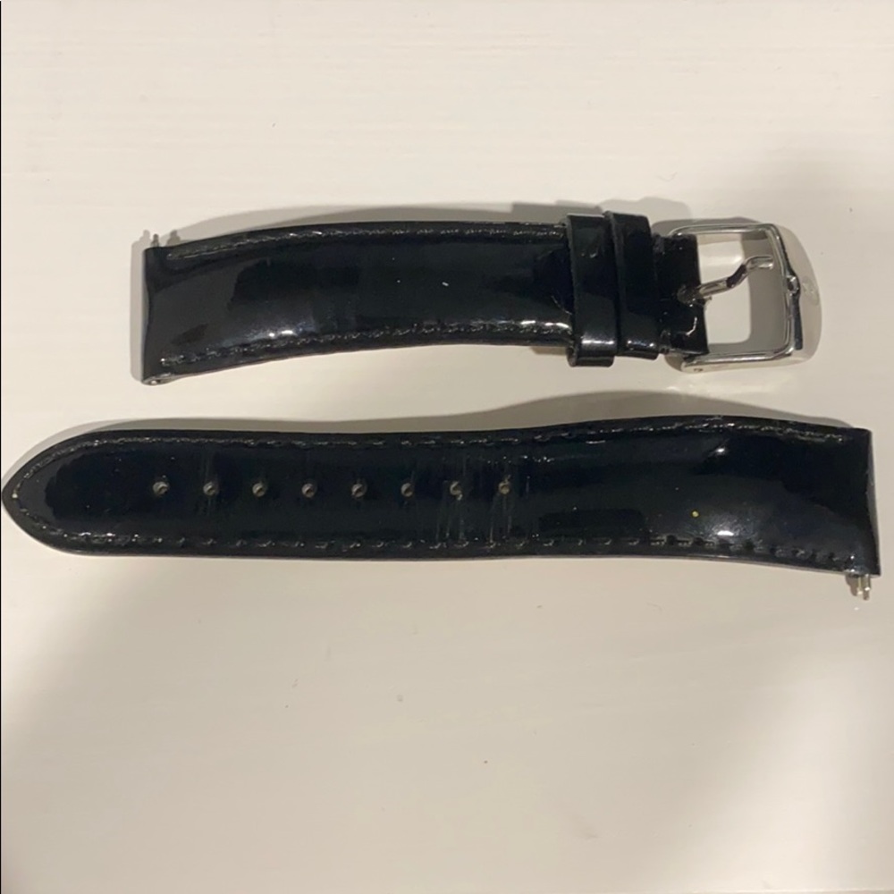 Black Patent Leather Michele Watch Strap